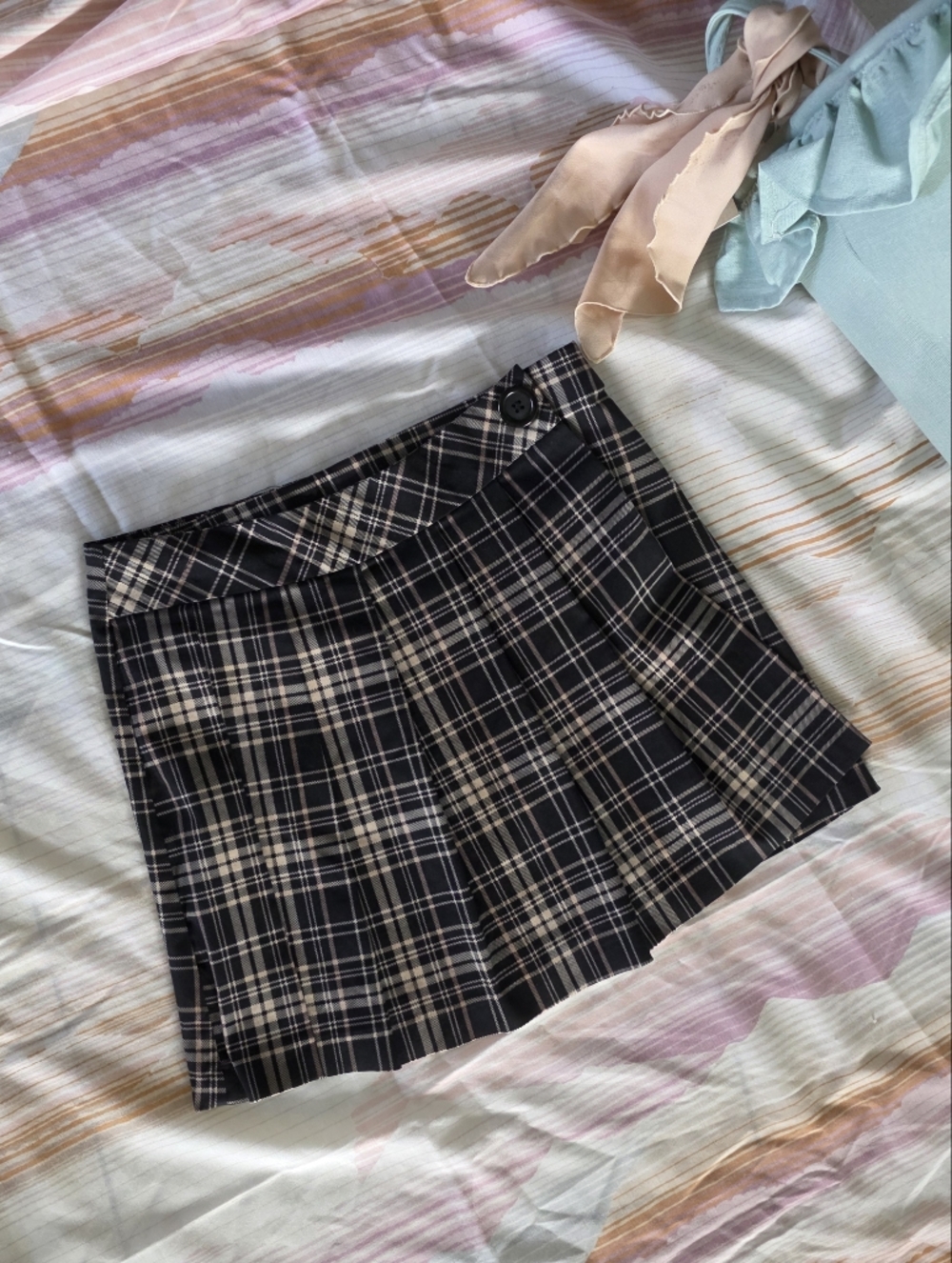 Joe B - Joe Benbasset Plaid Mini Skirt Y2K Faux Wrap Clueless Academia L